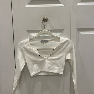 Adika white cropped Button top
